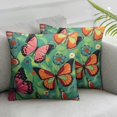 Aesthetic Butterfly Green Art Throw Pillow Covers Vegan Satin