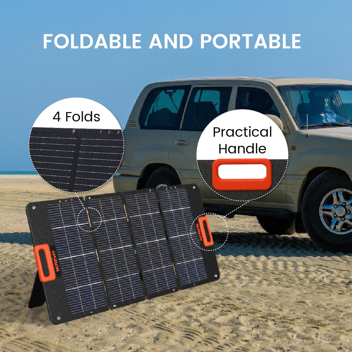 NURZVIY Portable Foldable Outdoor Solar Panel Charger SolarEpoch 200 200W Waterproof for Camping 1-Pack