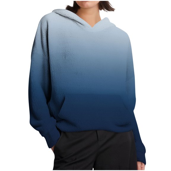 Gradient Pullover for Women Casual Long Sleeve Athletic Fuzzy Pocket Sweatshirts Holiday Outdoor Daily Basic Outfits