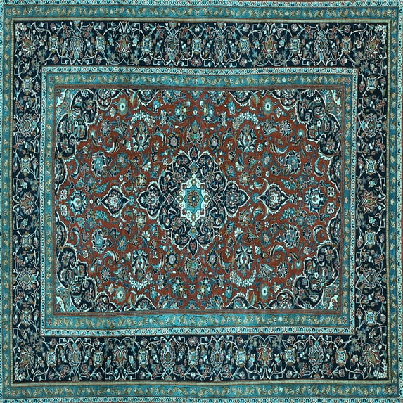 Ahgly Company Indoor Square Persian Light Blue Traditional Area Rugs, 4' Square