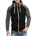 thumbnail image 2 of POROPL Men Hoodie Sweaters Patchwork Stand Collar Long Sleeve With Pocket Blouse Gifts for Men, 2 of 6