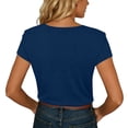 thumbnail image 5 of Babysbule Women's V Neck Button Placket Short Sleeve Henley T Shirt, Casual Loose Fit Top for Daily All Season Wear, 5 of 6