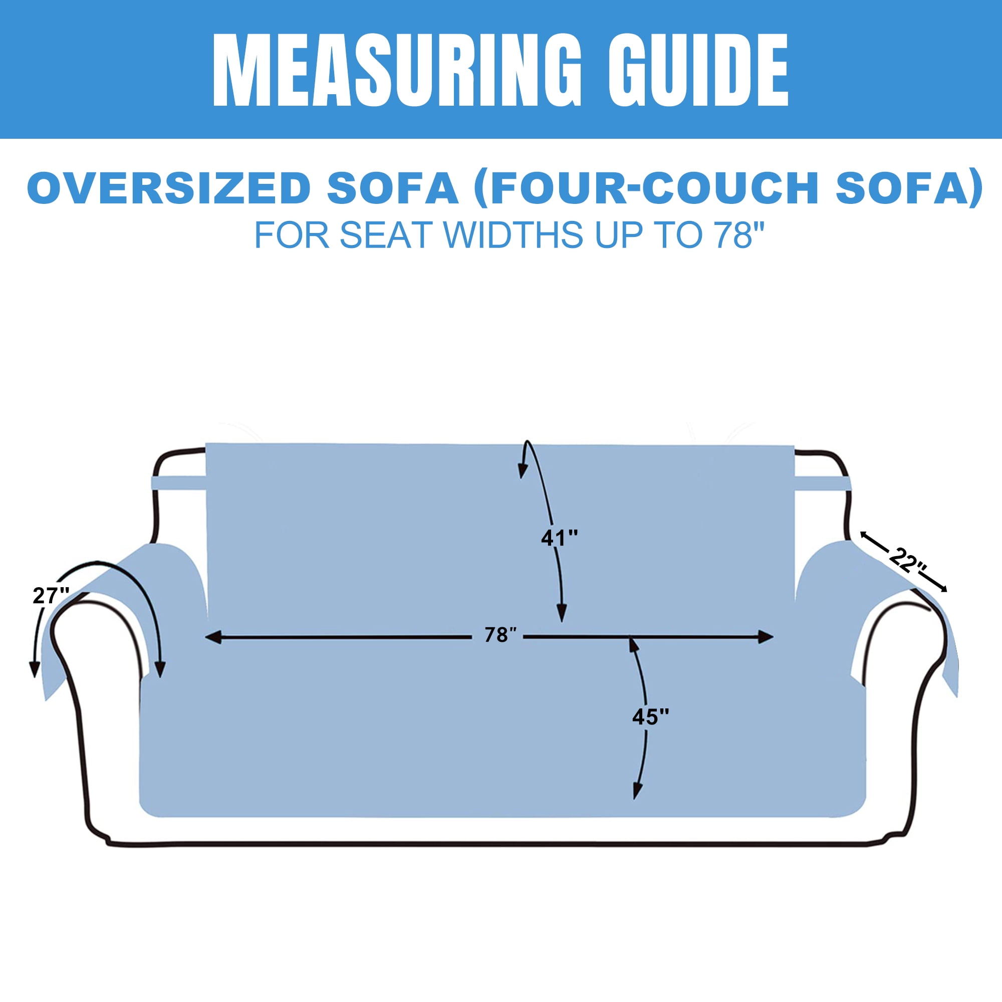 Sanmadrola Reversible Sofa Cover Machine Washable Couch Cover Water Resistant Slipcover Non Slip Furniture Protector for Dogs, Children, Pets, Oversized Sofa, Aegean blue