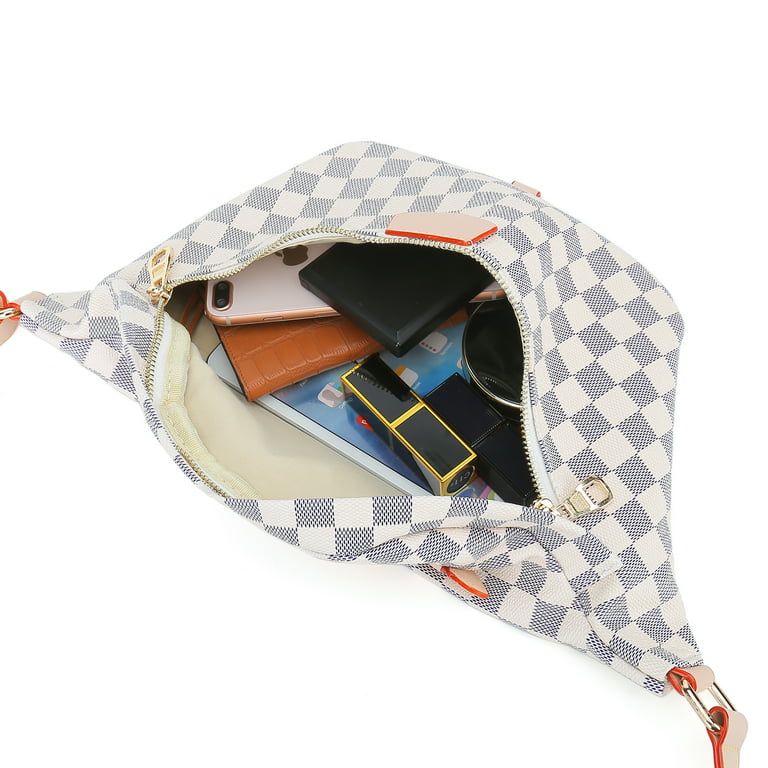 2pcs Multicolor Plaid Pu Fabric Single Shoulder Zipper Closure Bag