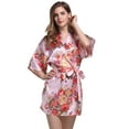 thumbnail image 2 of Grace Art, Short Robe Kimono, Floral Bouquets, Pink, 2 of 3