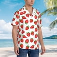 thumbnail image 5 of Xecao Strawberries print Hawaiian shirt - a stylish short-sleeve button-down for men, perfect for casual beach and tropical outings., 5 of 9