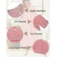 thumbnail image 6 of FIOPHY Womens Zipper Front House Dress Long Robes 3/4 Sleeves Striped Nightgowns Loungewear Bathrobes with Pockets, 6 of 9