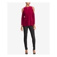 thumbnail image 3 of RALPH LAUREN Womens Purple Cold Shoulder  Velvet Long Sleeve Keyhole Blouse L, 3 of 5
