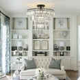 thumbnail image 3 of ACE-LIGHTS,5-Tier Black Crystal Semi Flush Mount Chandelier Light Fixture,Large Contemporary Luxury Ceiling Lighting for Living Room,Bedroom,Dining Room,Hallway,Restaurants,Holels,Bars(Black), 3 of 11