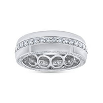 AFFY 1.40CT Round Moissanite Diamond Men Anniversary Wedding Band Ring 14K White Gold over Silver-10