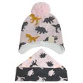 thumbnail image 2 of Conjunto de bufanda y gorro tejido para bebé, calentadores de orejas para niña de jacquard de dinosaurio, gorro cálido de invierno para niña, forro de lana, 2 of 6