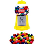 PlayO 7" Coin Operated Gumball Machine Toy Bank - Dubble Bubble Classic Style Includes 23 Gum Balls - Kids Coin Bank Candy Dispenser - Birthday Parties, Novelties, Party Favors and Supplies (Yellow)