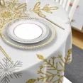 thumbnail image 3 of Christmas Snowflake Texture Waterproof Tablecloth Table Decoration Wedding Home Kitchen Dining Room Round Table, 3 of 5