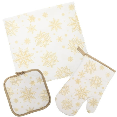 

1 Set of Christmas Themed Oven Mitts Oven Gloves Hot Pads Baking Towel Kit