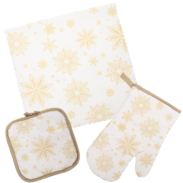 1 Ensemble de Mitaines de Four à Thème de Noël Gants de Four Coussinets Chauds Trousse de Serviettes de Cuisson