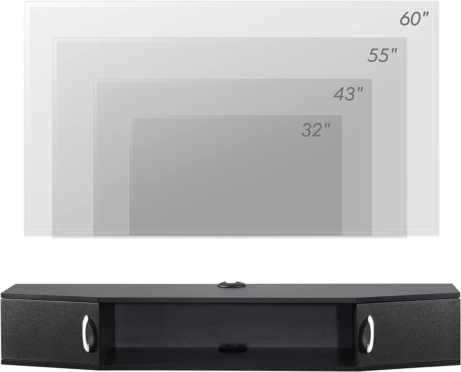 FITUEYES Floating TV Stand with Yellow LED Light, Wall Mounted TV Shlef, Entertainment Center Console Stand with Storage Cabinets for Living Room Bedroom