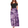 thumbnail image 2 of Robes d'Été Robe d'Été Femmes de la Mode Décontractée Été Manches Courtes sur l'Épaule Impression Ronde Robe Violet XL, 2 of 5