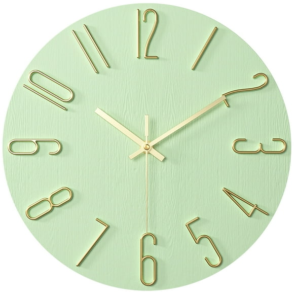 REGALWOVEN Wall Clock Silent Non-Ticking Analog Clocks Battery Operated Classic Decorative Green 12 Inch