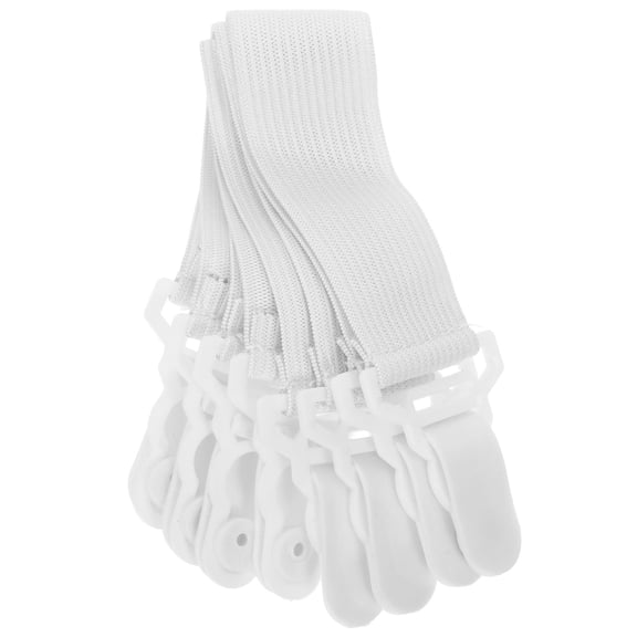 Topbathy White Bed Sheet Tightener with Elastic Straps and Plastic Clips for Secure Sheet Hold and Comfort