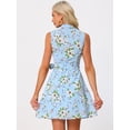 thumbnail image 4 of DARING DIVA Above Knee Button Down Floral Print Dress M Blue, 4 of 6