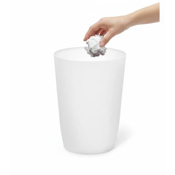 HOLDN’ STORAGE Small Trash Can with Open Top for Compact and Tight Spaces – 1.58 gal Capacity, White