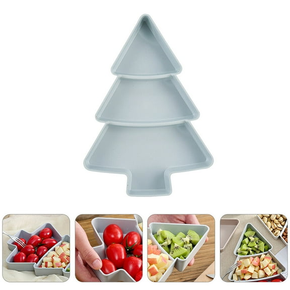 KAKOWELY 2Pcs Festive Christmas Tree Fruit Plate For Snack Serving And Guest Reception Sky-Blue