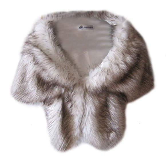 Women Faux Fox Fur Shawl Stole Wrap Shrug Scarf