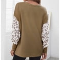 thumbnail image 4 of Las mujeres de manga larga superior de cuello redondo mangas Batwing impreso blusa Casual para oficina en casa, 4 of 6