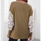 thumbnail image 4 of Las mujeres de manga larga superior de cuello redondo mangas Batwing impreso blusa Casual para oficina en casa, 4 of 6
