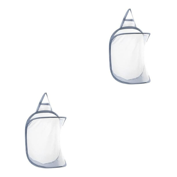 Matsuzay Cesto de ropa sucia plegable, bolsa de almacenamiento de malla para ropa sucia, cesto montado en la pared para el hogar de secado Gris 2piezas