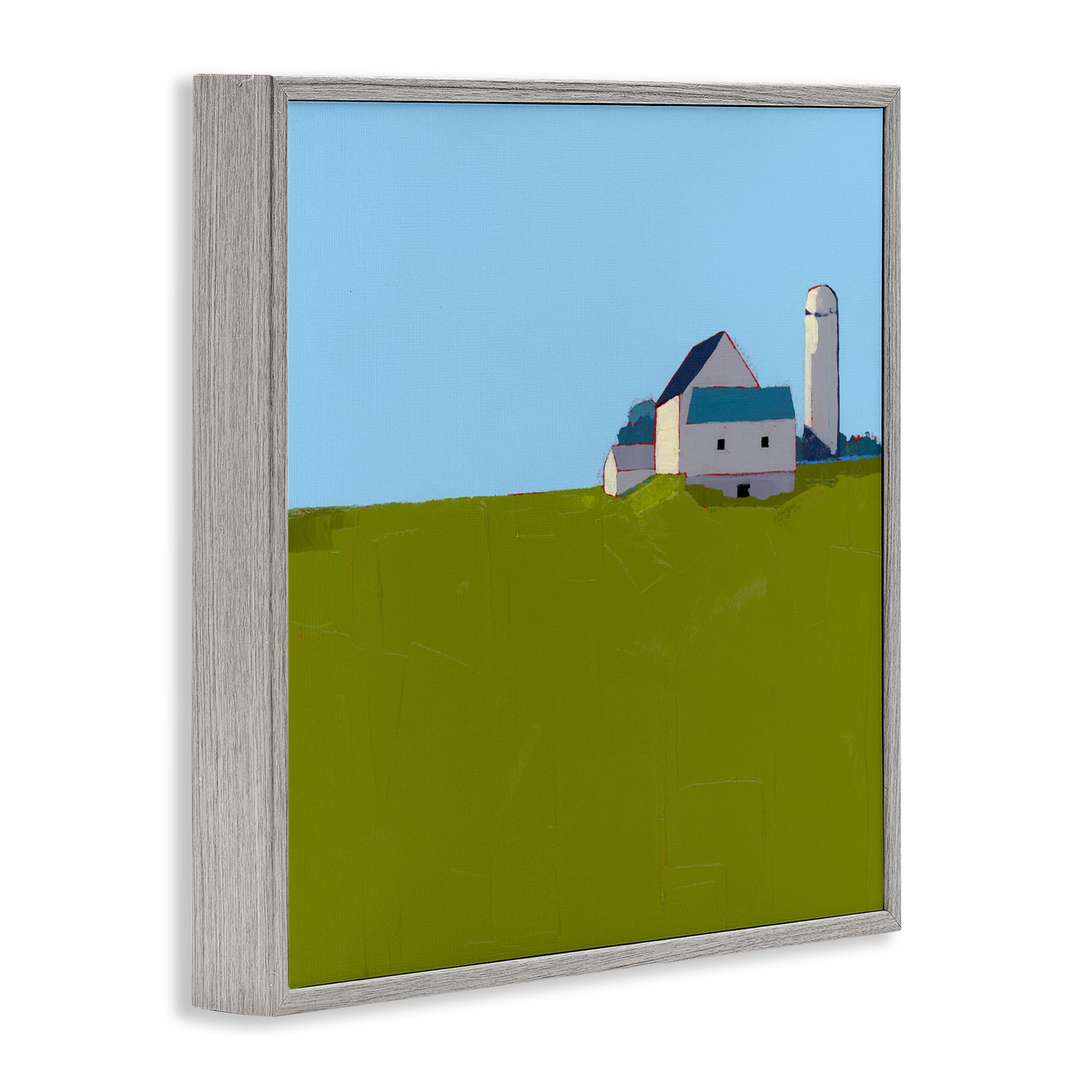 Farmland Silo in Distance Gray Framed Giclee Art, design by Ruth LaGue