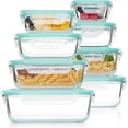 thumbnail image 1 of Paquete de 8 recipientes de vidrio para almacenar alimentos, preparación de comidas, cajas bento herméticas con tapas de bloqueo a prueba de fugas, para microondas, horno, congelador y lavavajillas,, 1 of 7