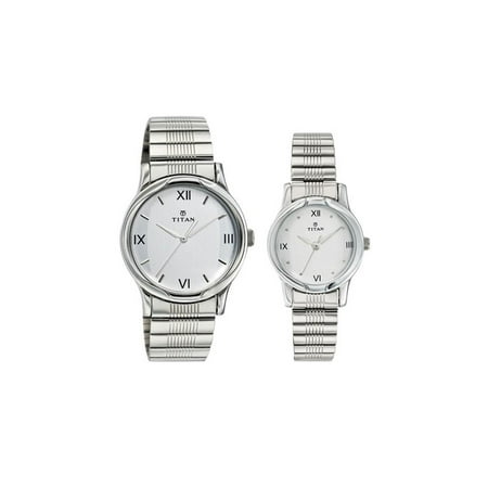 Couple Watch - Titan Unisex 15802490SM01 Couple Silver Metal Strap Watch