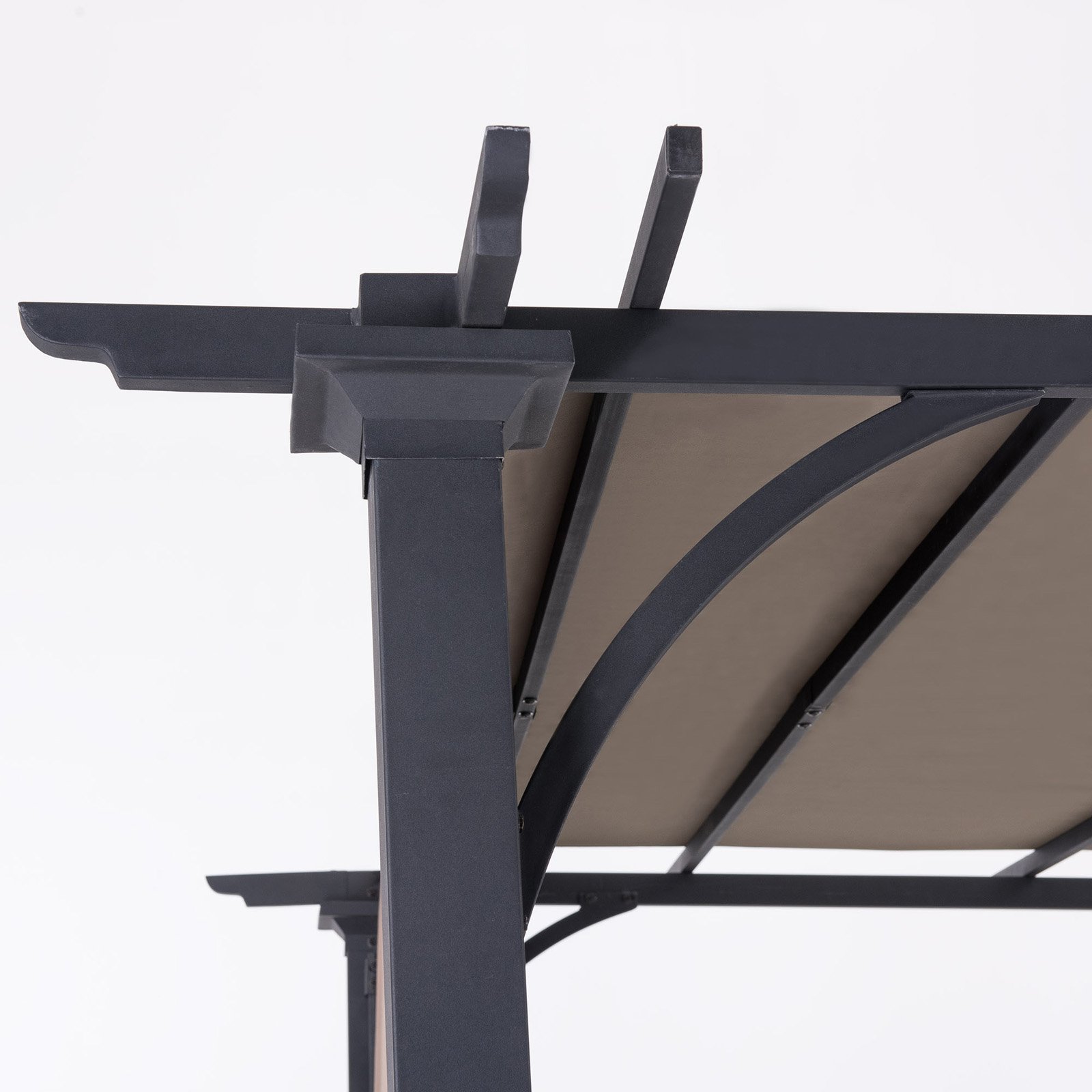 Sunjoy Doubleton Pergola with Canopy, Steel Patio Shade Gazebo 8' x 10', Brown - image 4 of 10