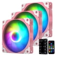 thumbnail image 1 of Carcasa para ordenador, ventilador Vetroo, 120 mm, dirección RGB y PWM x3, color rosa, 1 of 8
