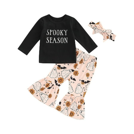 

CPNG Halloween Pumpkin Print Costume Toddler Girl s Long Sleeved Alphabet Print Top Pumpkin Print Pants Headband Set Halloween Costumes for Trick-or-Treating Kids 0-6 Months (Pink)
