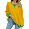 thumbnail image 2 of Women's Fashion No-Cap V-Neck Solid Color Long Sleeve Sweatshirt, 2 of 7