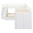 thumbnail image 4 of Bellemave L Shaped Triple Bunk Bed with Stairs, Wood Twin Over Full Bunk Bed with Desk and Wardrobe, Bunk Beds Frame with 3 Storage Drawers for 3 Teens（White）, 4 of 9