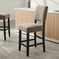 thumbnail image 4 of Leick Home Upholstered Back Counter Height Stool with Wood Base-Set of 2 Black and Gray Woven Fabric, 4 of 19