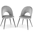 thumbnail image 1 of Gymax Chaise de Salle à Manger en Velours, Gris (Ensemble de 2), 1 of 9