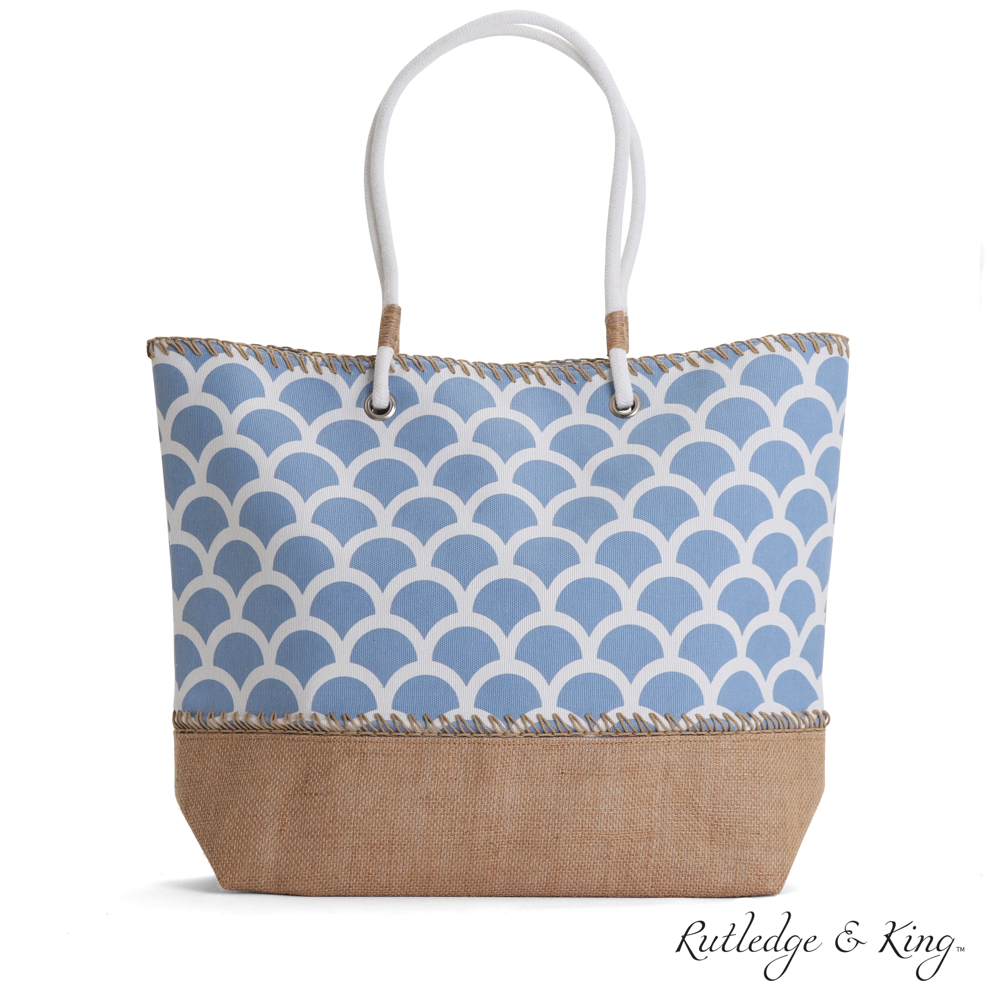 Rutledge & King Mermaid Beach Bag Large Tote Bag with Rope Handles