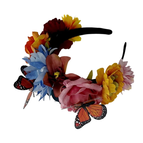 Traditional Mexico Flower Hairhoop for Women and Girl Music Festival Hairhoop Carnivals Hairband for Day of the Dead