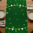 thumbnail image 5 of St. Patrick's Day Table Runner, Spring Shamrock Gnomes Balloons Flag Green Washable Cotton Linen Table Runners 90 Inches Long, Dresser Scarf Runner for Dining/Coffee/Kitchen/Hallway Tables 13''x90'', 5 of 9