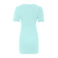 thumbnail image 7 of Womens Summer Mini Bodycon Dresses Puff Short Sleeve Sexy Ruched Party Club Dress Solid Color Slim Fit Short Dress, 7 of 7