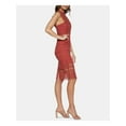 thumbnail image 3 of BARDOT Womens Pink Lace Sleeveless Mandarin Collar Above The Knee Cocktail Sheath Dress 8 M, 3 of 4