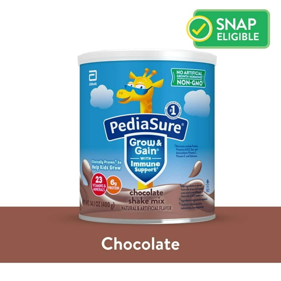 PediaSure Grow & Gain Shake Mix Powder, Chocolate, 14.1 oz Can, 8 Servings