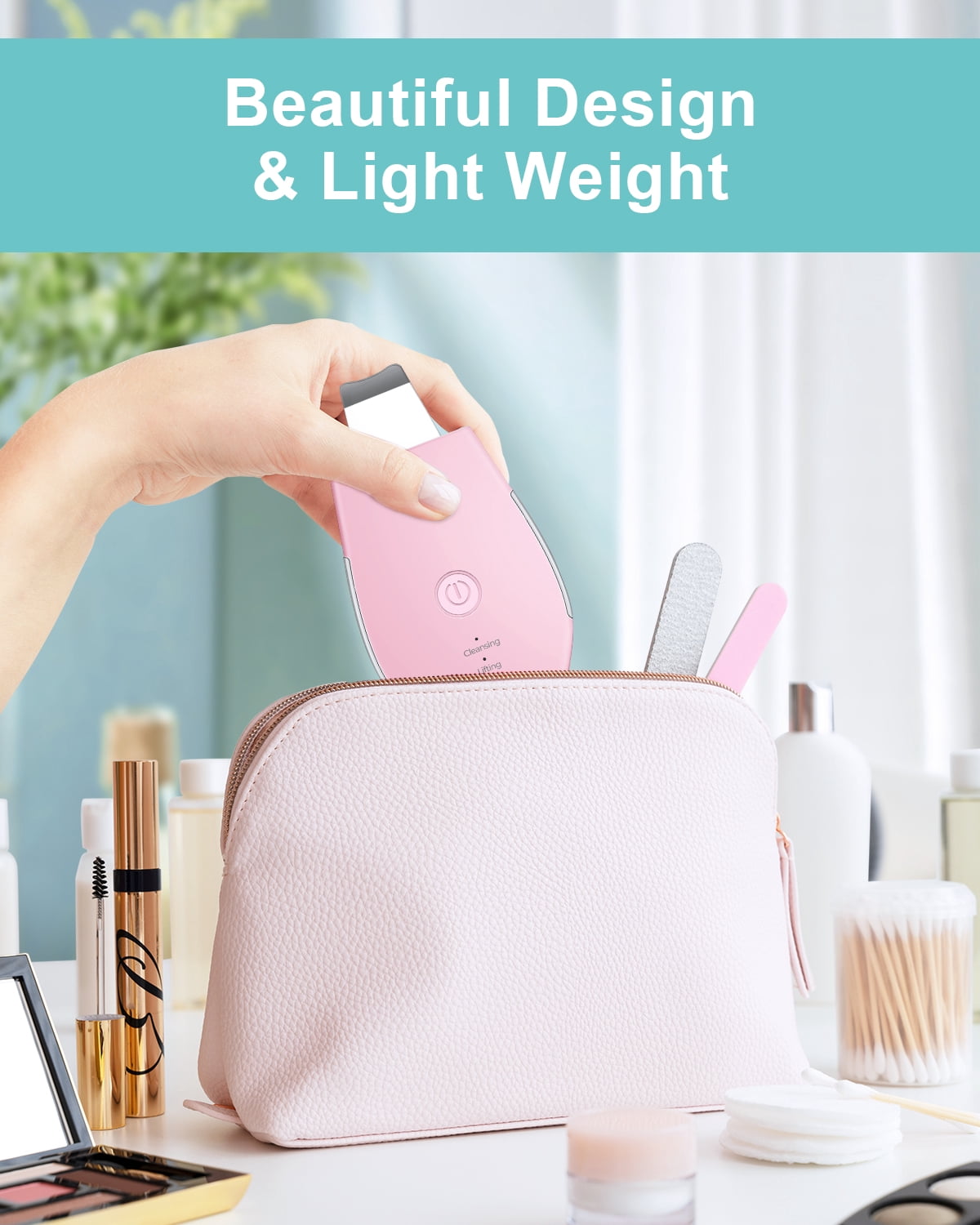 EZBASICS Skin Scrubber, Blackhead Remover Tool for Pore Cleaner,Skin Care Tool for Facial Deep Cleansing with 3 Modes USB Charger, Pink