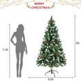 thumbnail image 4 of 5ft/6ft/7ft Snowy Christmas Tree With Metal Stand Red Berries Pine Needles Artificial Hinged Xmas Tree For Holiday Celebration, 4 of 9