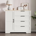 thumbnail image 1 of Bingirl Commode Moderne Multifonctionnelle à 4 Tiroirs en Bois avec Placard de Rangement, Armoire Garde-Robe avec Tringle pour le Rangement des Vêtements de Chambre, 1 of 6
