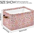 thumbnail image 3 of FREEAMG Vintage Flowers Foldable Canvas Storage Bin, Sturdy Fabric Storage Basket with Handles, Storage Cube Box for Organizing Shelf Nursery Toy Closet 2PCS, 3 of 7